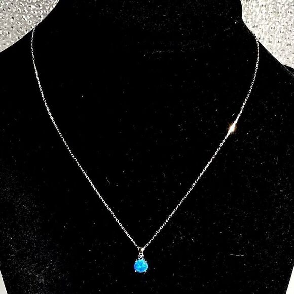 ART#2 Blue Opal & Sterling Silver Necklace - Picture 10 of 15
